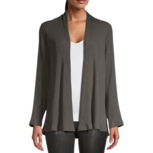 EILEEN FISHER Textured Open-Front Gray Jacket